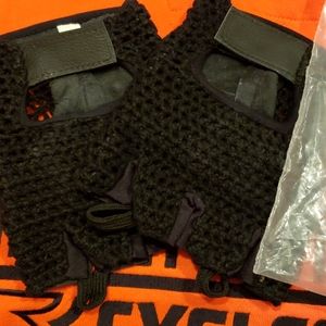 New Fingerless Motorcycle Gel/Leather Gloves